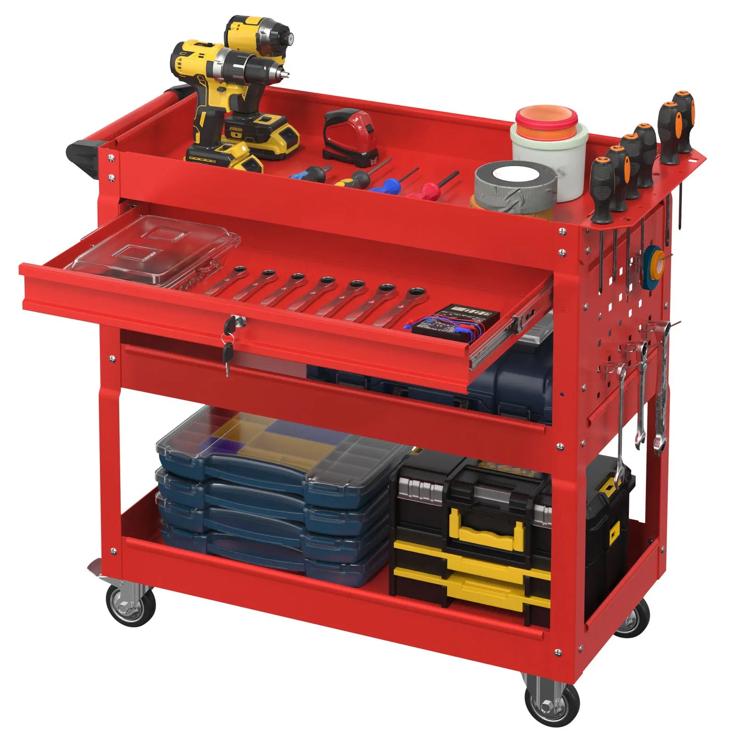 3 Tier Rolling Tool Cart on Wheels for Mechanics