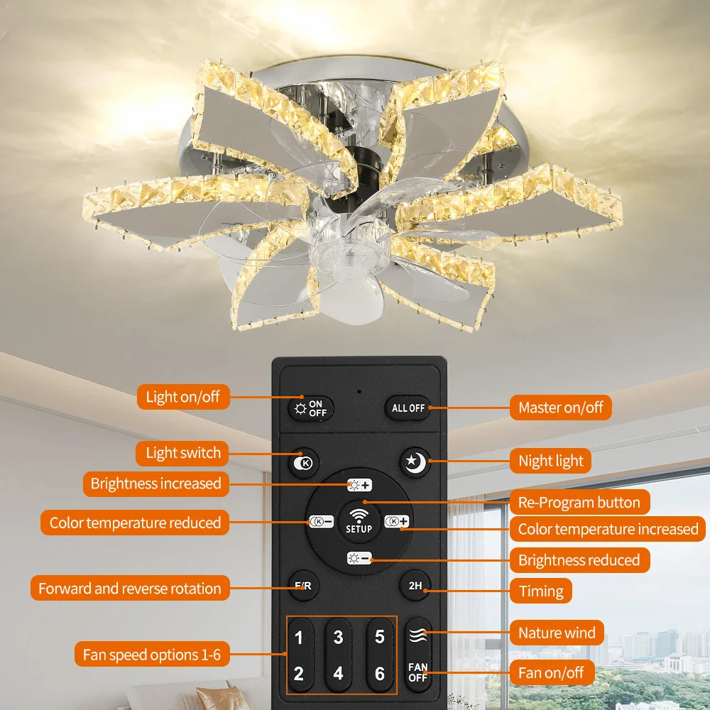 Ceiling Fan With Led Lamp Smart Remote Control