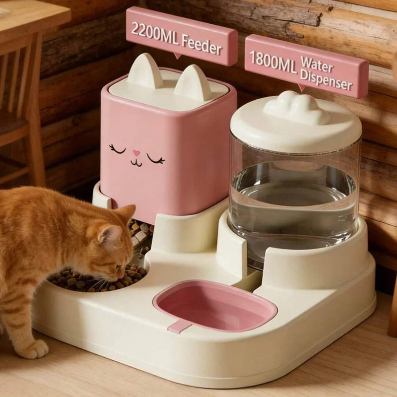 Pet Cat And Dog Food Bowl, Drinking Water Automatic Feeding Device