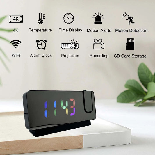 HD Projection Alarm Clock Camera with Wi-Fi