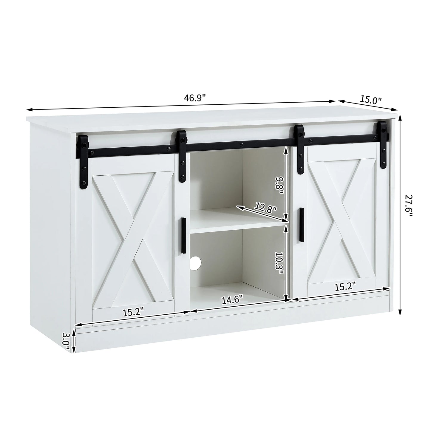 TV / storage cabinet with two sliding barn doors