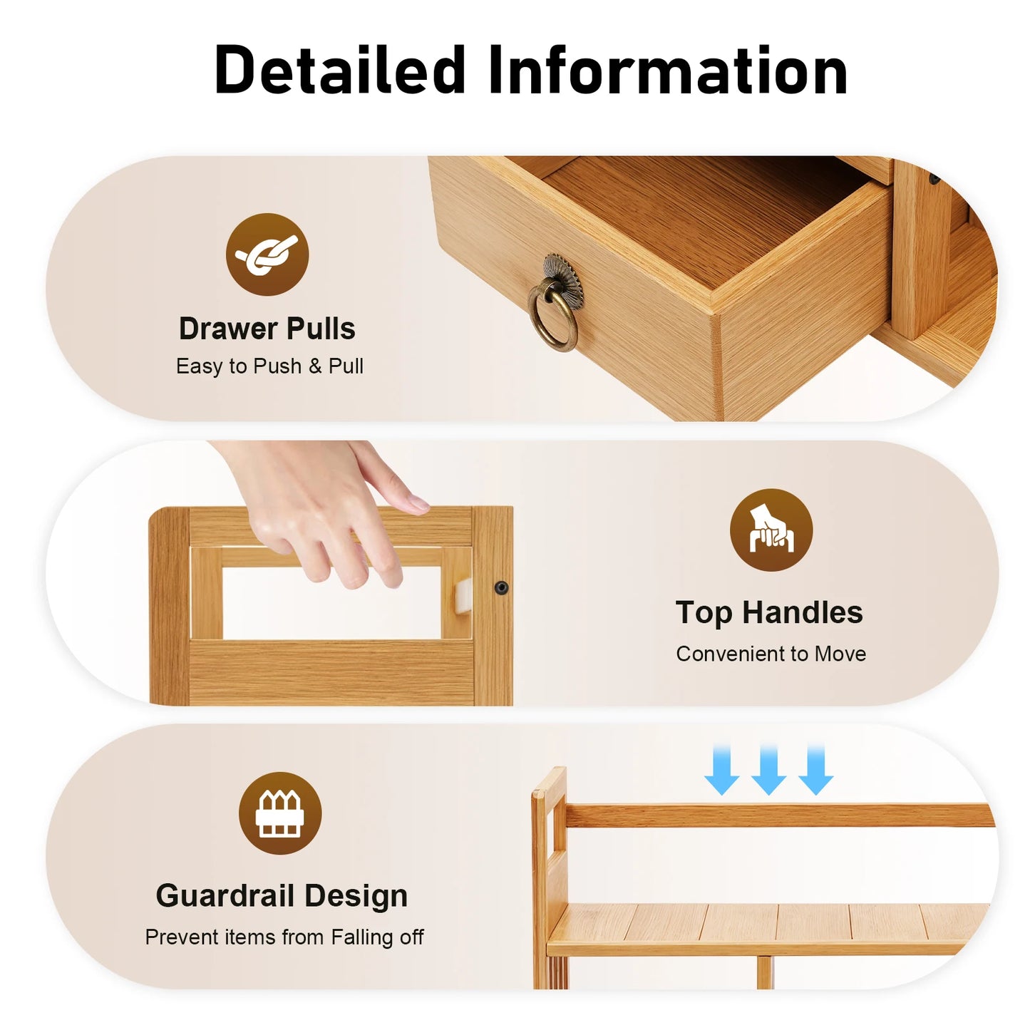 Desktop Storage Shelf with 3 Drawers