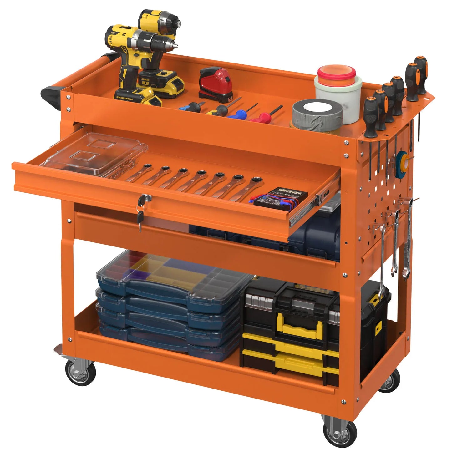 3 Tier Rolling Tool Cart on Wheels for Mechanics