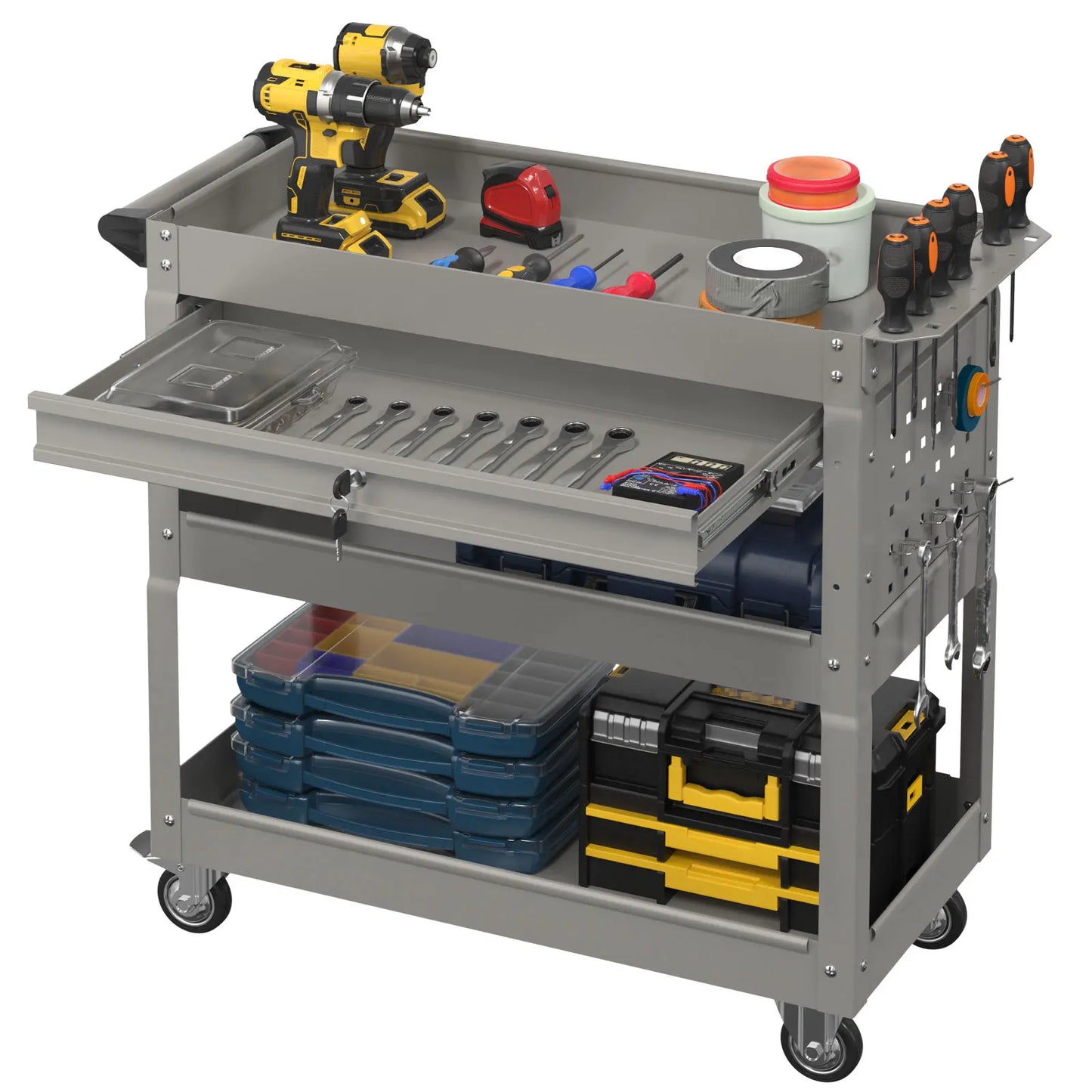3 Tier Rolling Tool Cart on Wheels for Mechanics