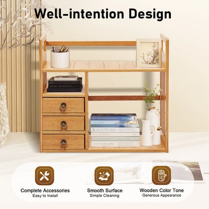 Desktop Storage Shelf with 3 Drawers