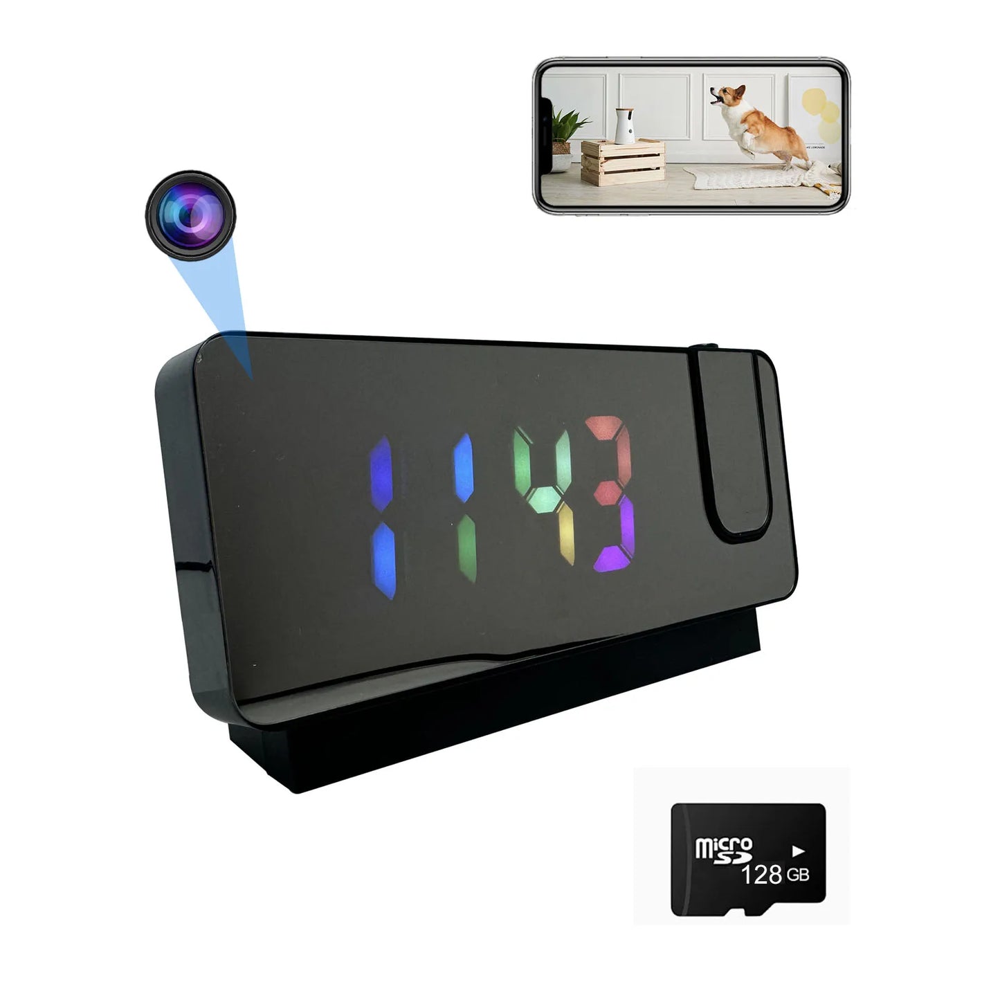HD Projection Alarm Clock Camera with Wi-Fi