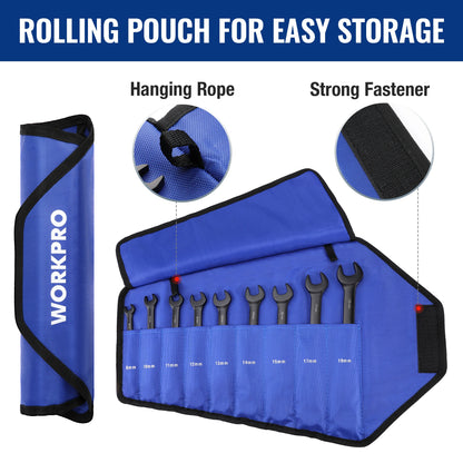 9pcs Ratcheting Combination Wrench Set Metric/SAE