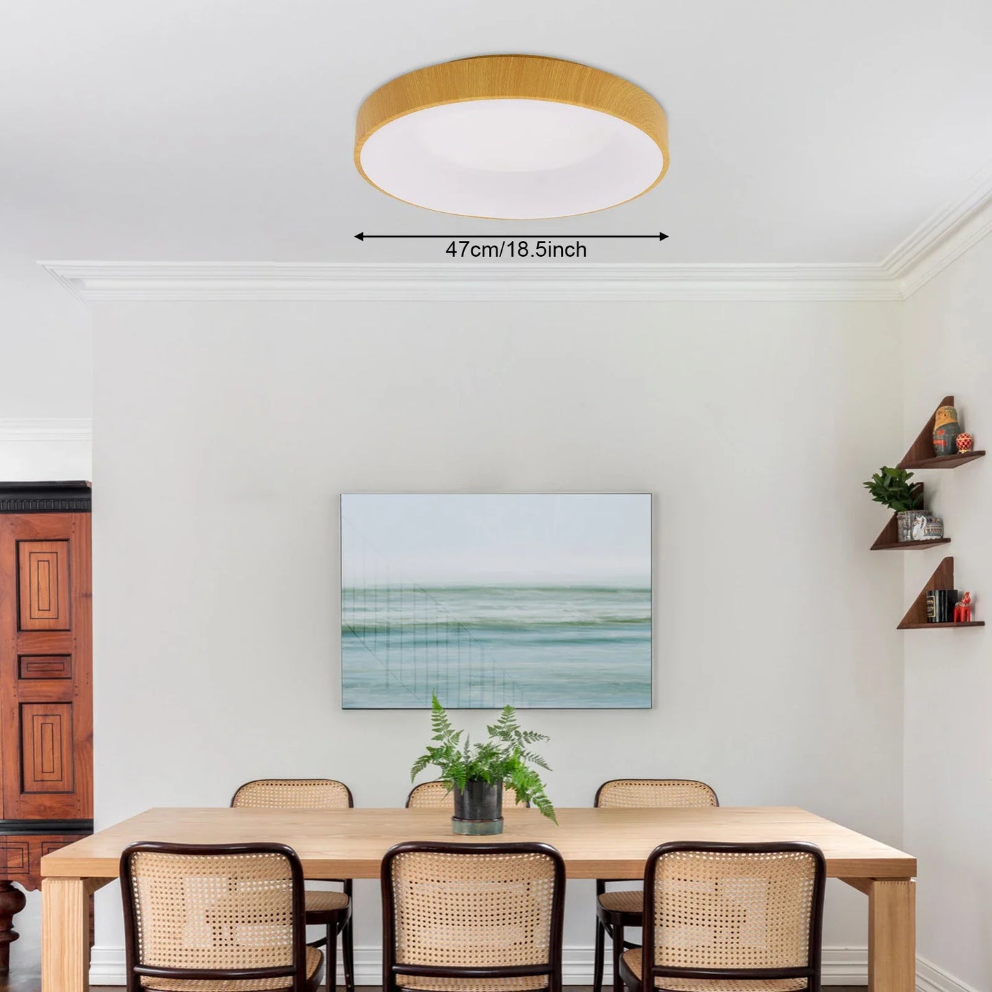 Wood Grain Ceiling Light, Modern LED Flush Mount