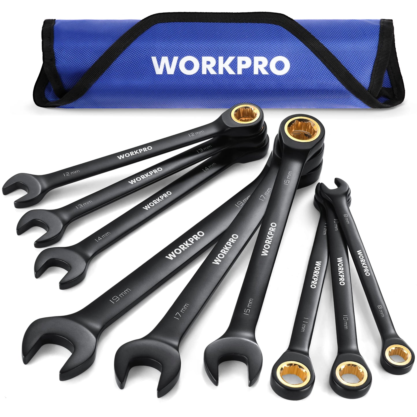 9pcs Ratcheting Combination Wrench Set Metric/SAE