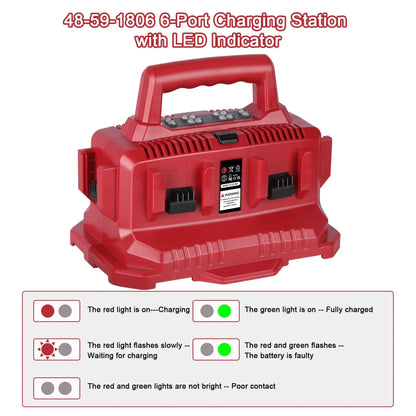 6 Port Charger Compatible with Milwaukee
