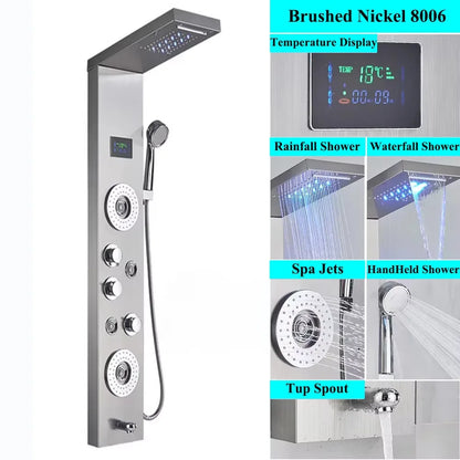 LED Shower Panel Tower System Rain Waterfall Shower Column