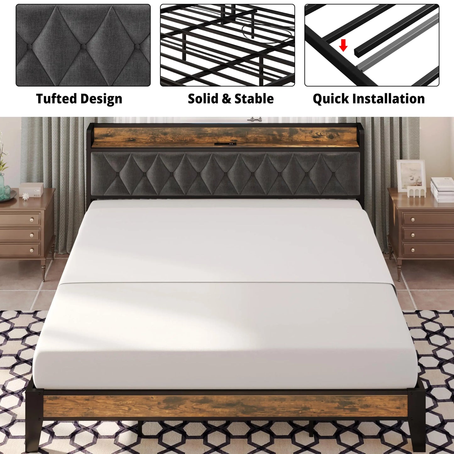 Twin/TwinXL/Full/Queen/King Bed Frames