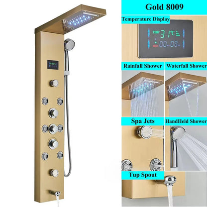 LED Shower Panel Tower System Rain Waterfall Shower Column