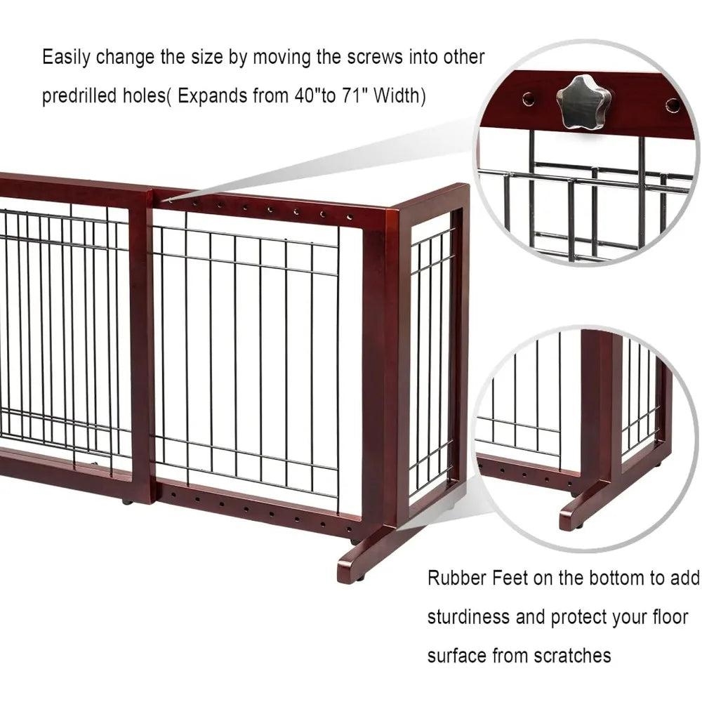 37"-68" Wide Adjustable Free Standing Dog Gate