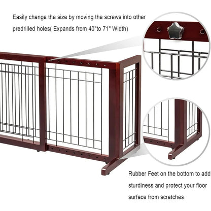 37"-68" Wide Adjustable Free Standing Dog Gate