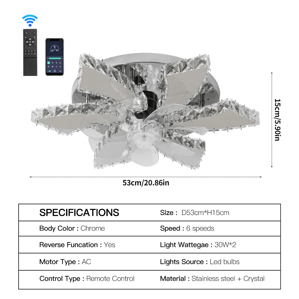 Ceiling Fan With Led Lamp Smart Remote Control