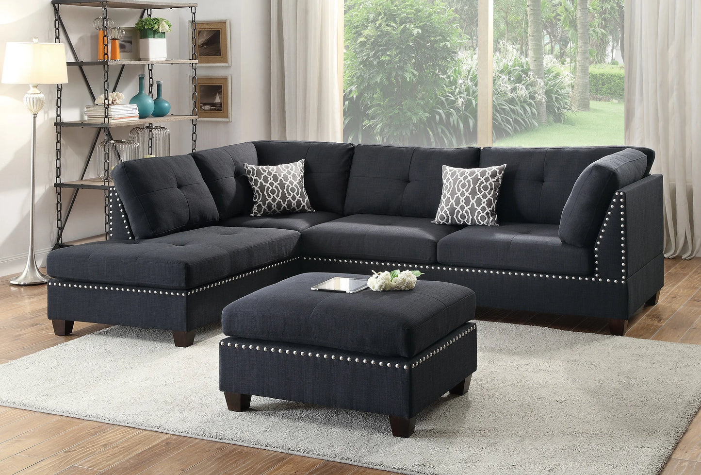 3-pcs Sectional Sofa Black