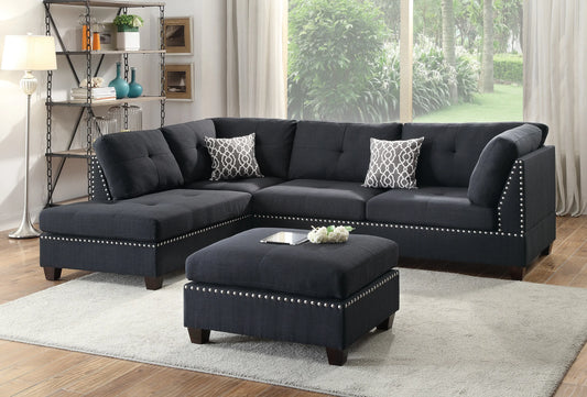 3-pcs Sectional Sofa Black