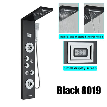 LED Shower Panel Tower System Rain Waterfall Shower Column