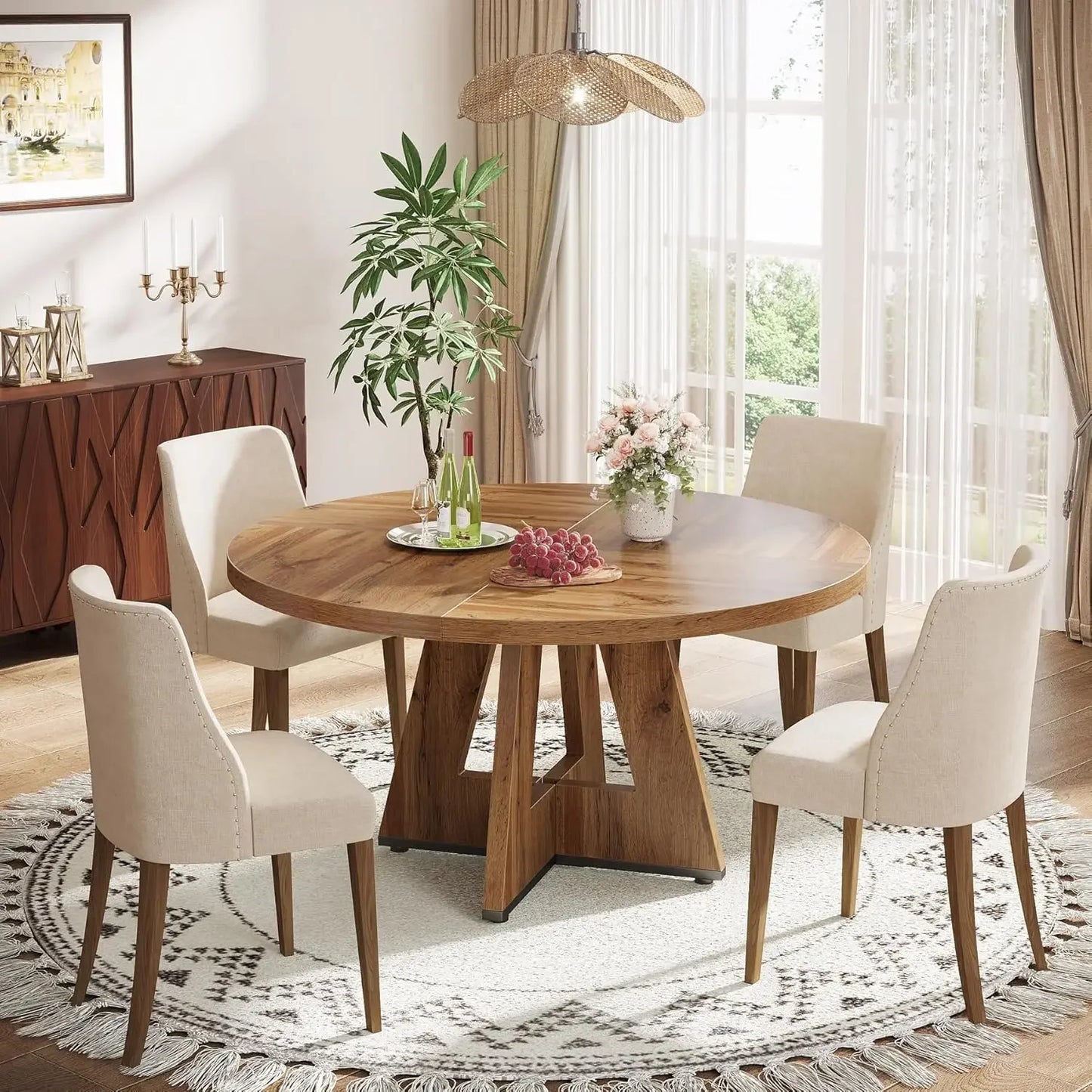 47 Inch Round Farmhouse Dining Table