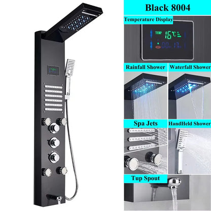 LED Shower Panel Tower System Rain Waterfall Shower Column