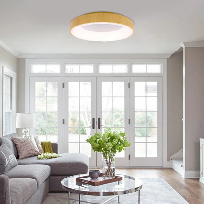 Wood Grain Ceiling Light, Modern LED Flush Mount