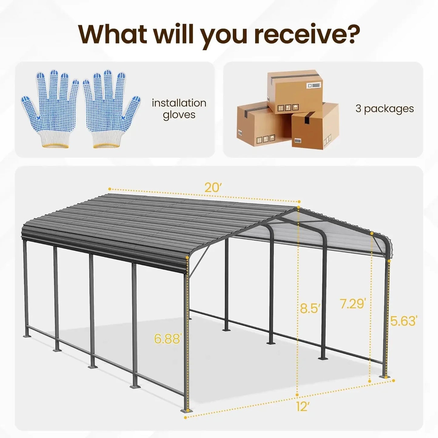 12x20FT Metal Carport