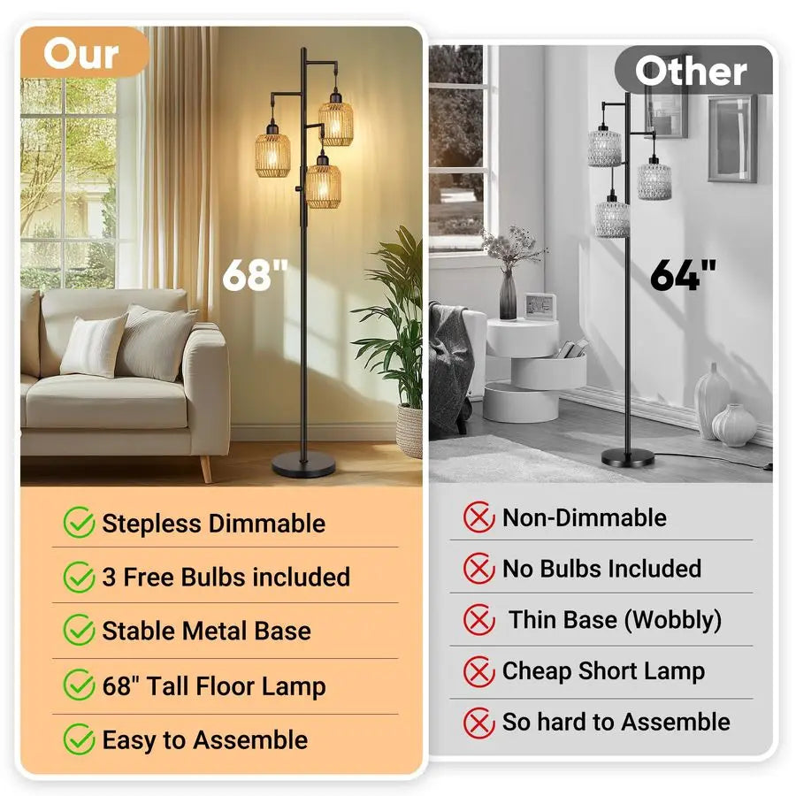 Dimmable Boho Floor Lamp