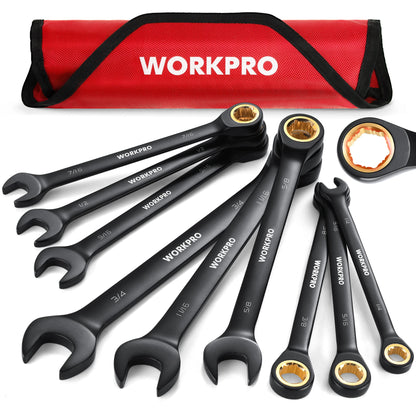 9pcs Ratcheting Combination Wrench Set Metric/SAE