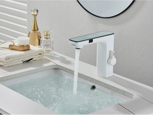 White Chrome Smart Sensor Basin Faucet