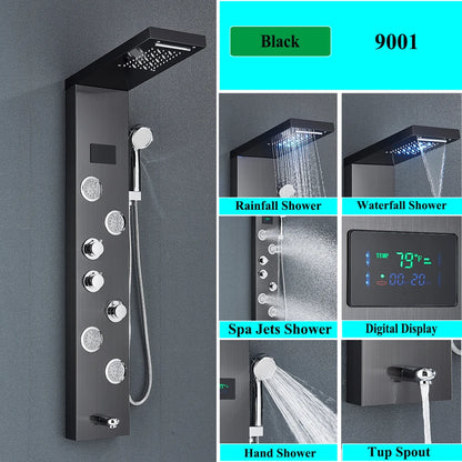 LED Shower Panel Tower System Rain Waterfall Shower Column