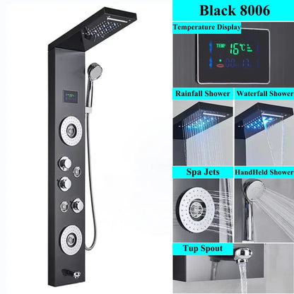 LED Shower Panel Tower System Rain Waterfall Shower Column