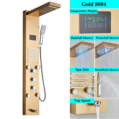 LED Shower Panel Tower System Rain Waterfall Shower Column
