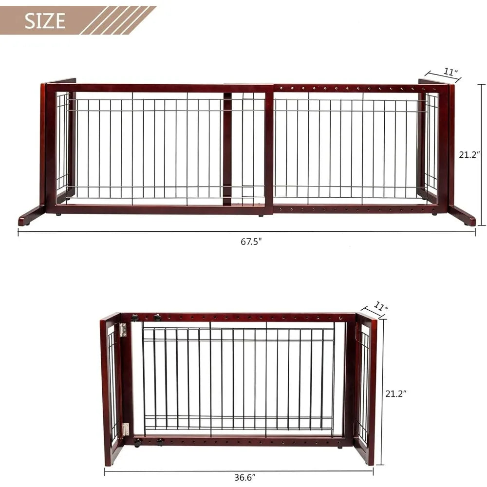 37"-68" Wide Adjustable Free Standing Dog Gate