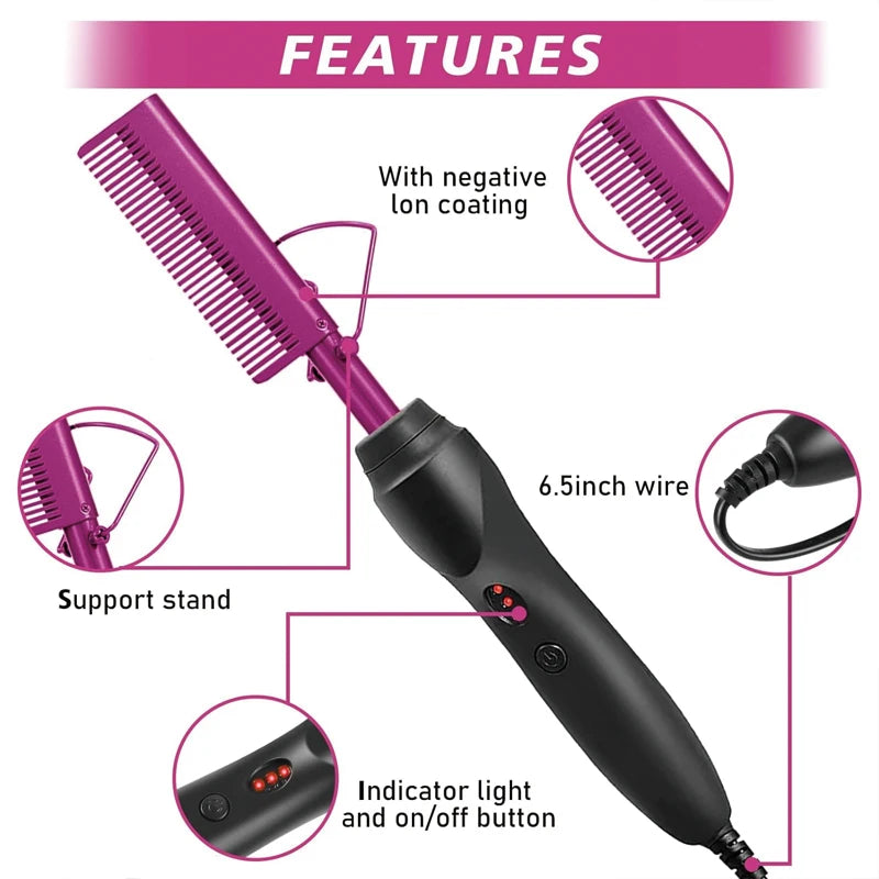 Electric Hot Comb Fast Heating Straightener Curling Iron