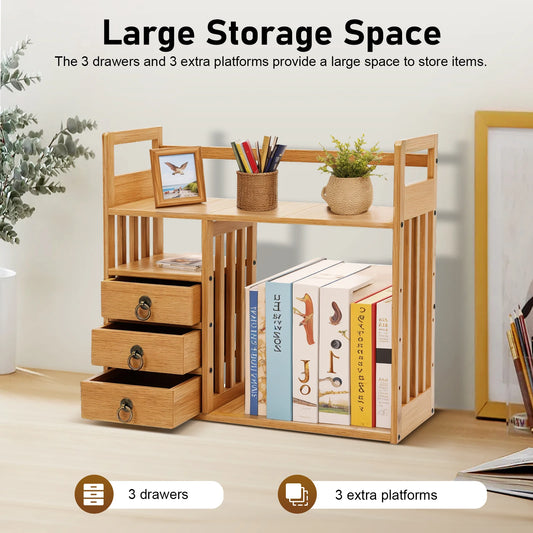 Desktop Storage Shelf with 3 Drawers