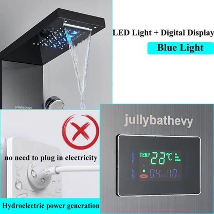LED Shower Panel Tower System Rain Waterfall Shower Column