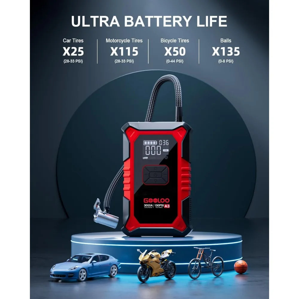 Jump Starter with Air Compressor 3000A