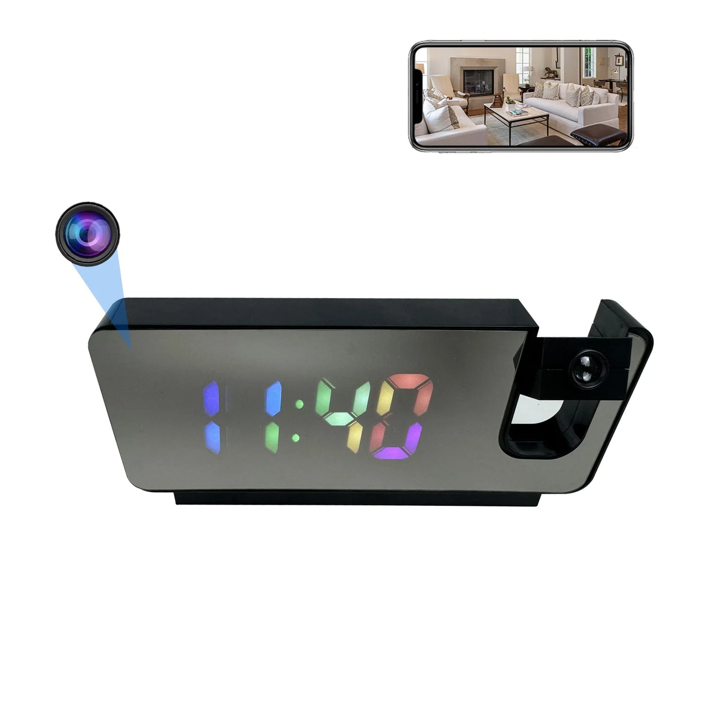 HD Projection Alarm Clock Camera with Wi-Fi
