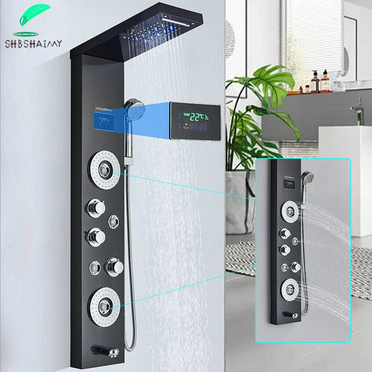 LED Shower Panel Tower System Rain Waterfall Shower Column