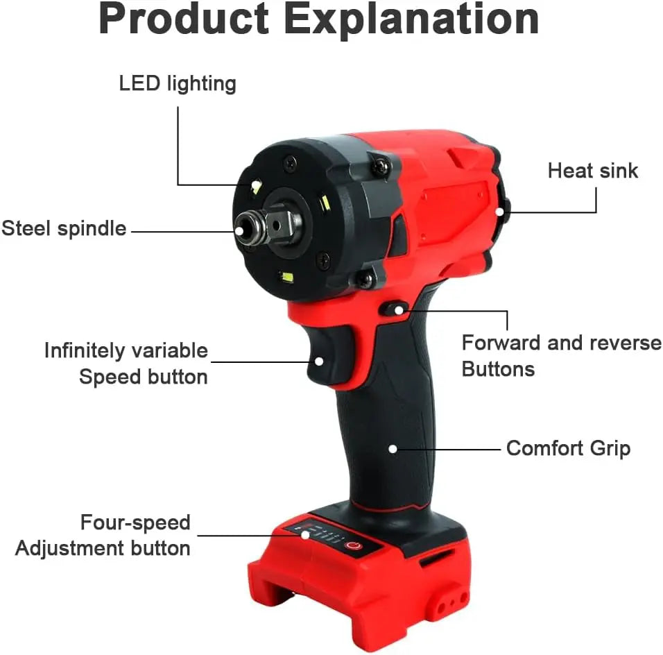 Brushless Impact Wrench  Electric Driver 1/2"