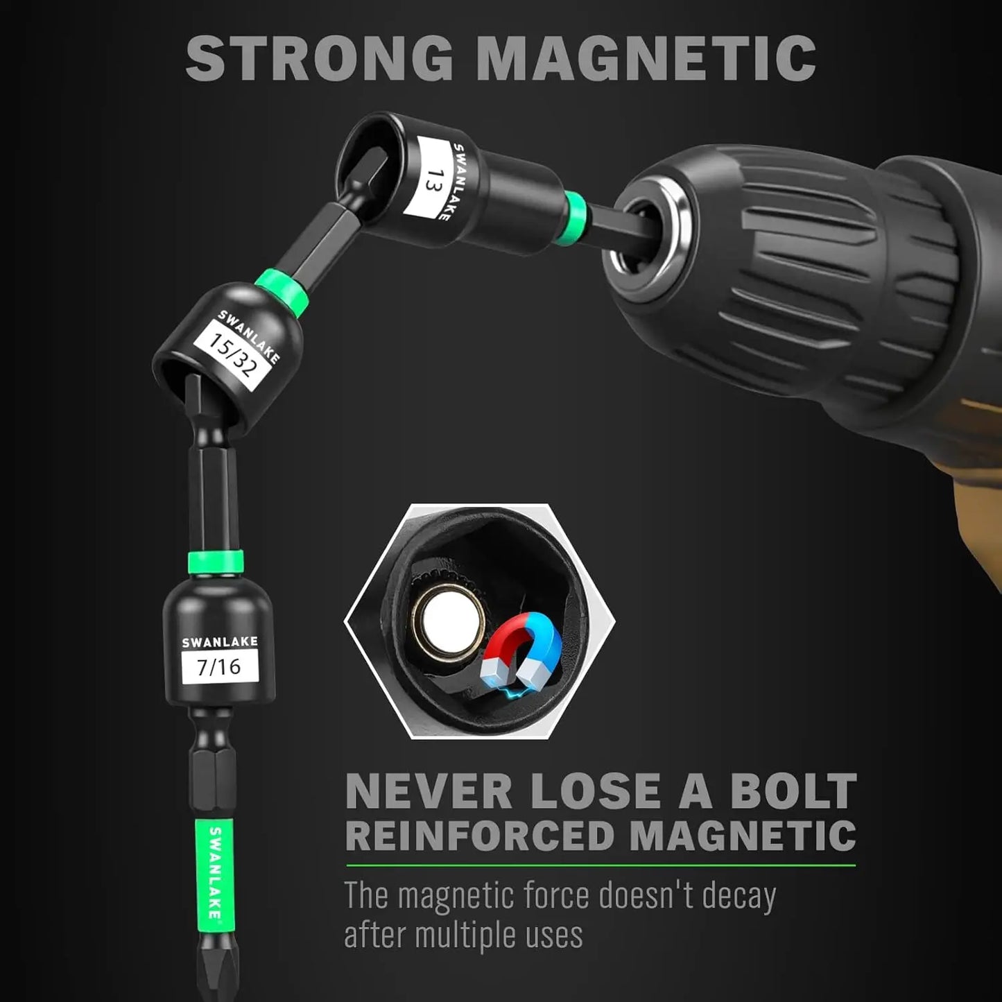 74-Piece Magnetic Nut Driver Set for Impact Drill, Metric & SAE Sockets