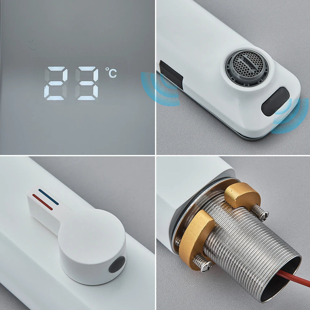 White Chrome Smart Sensor Basin Faucet