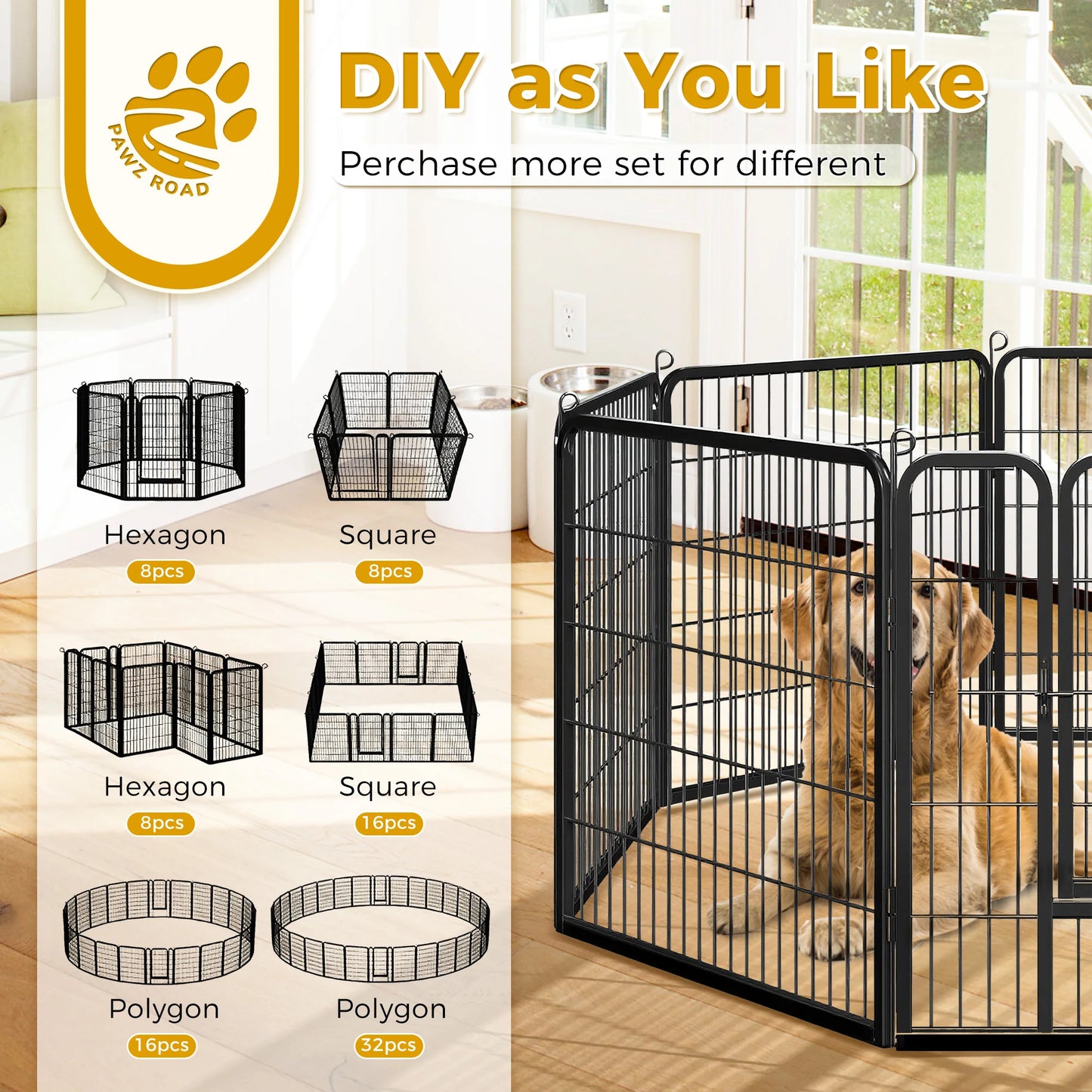 Dog Playpen with Door, Outdoor/Indoor