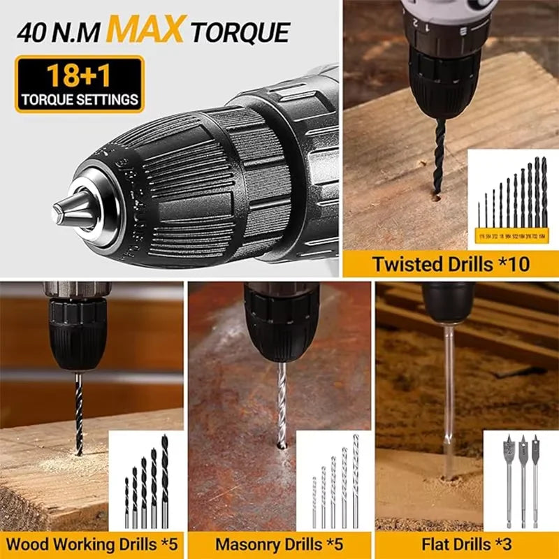 20V DEKO Cordless Drill Kit with Battery