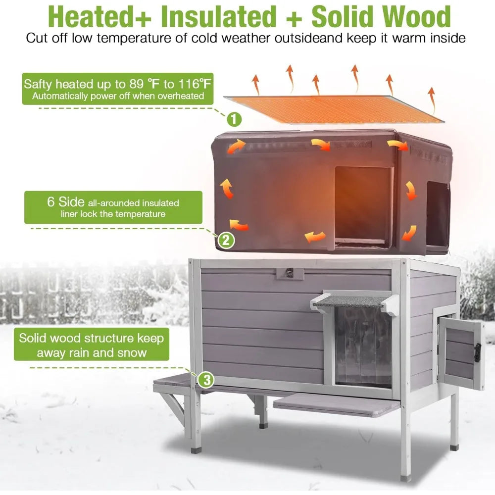 heated cat house for outdoor