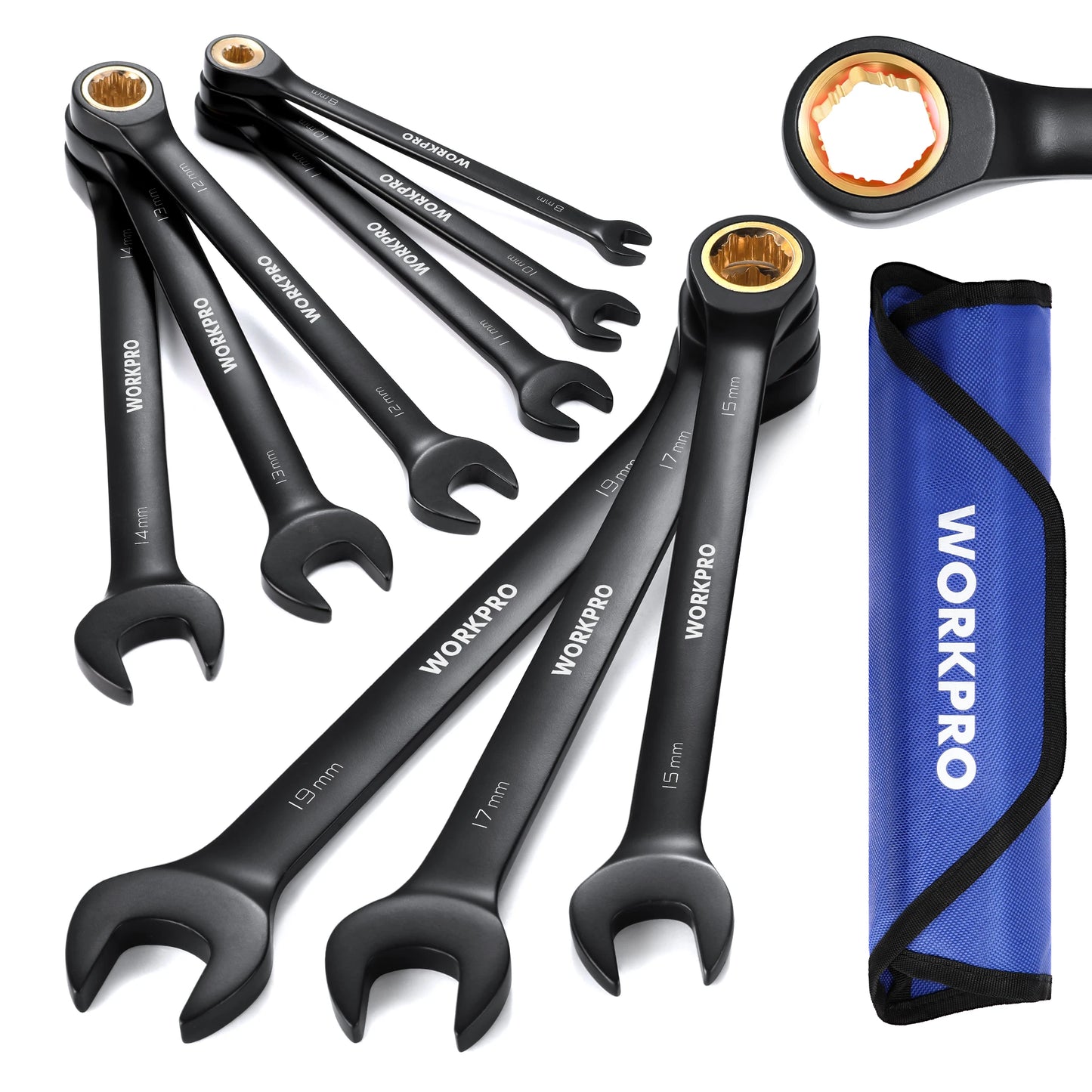 9pcs Ratcheting Combination Wrench Set Metric/SAE