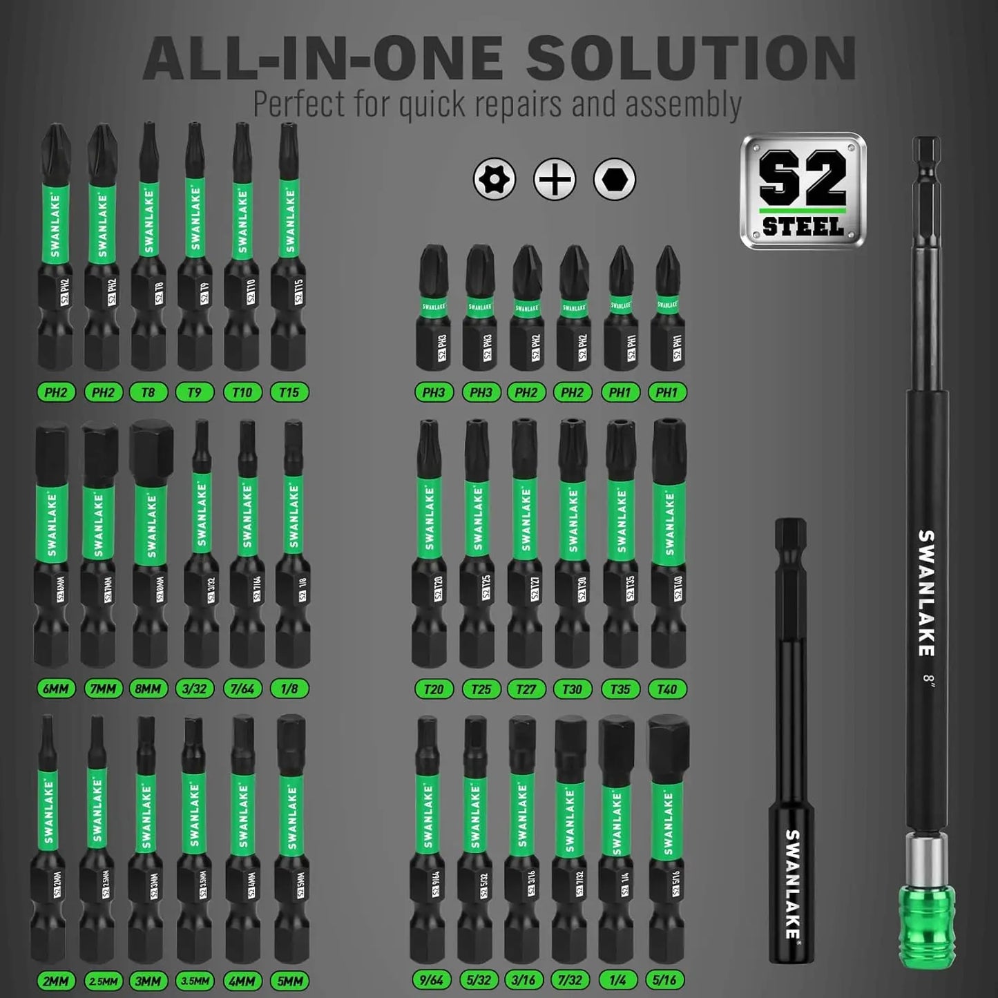 74-Piece Magnetic Nut Driver Set for Impact Drill, Metric & SAE Sockets