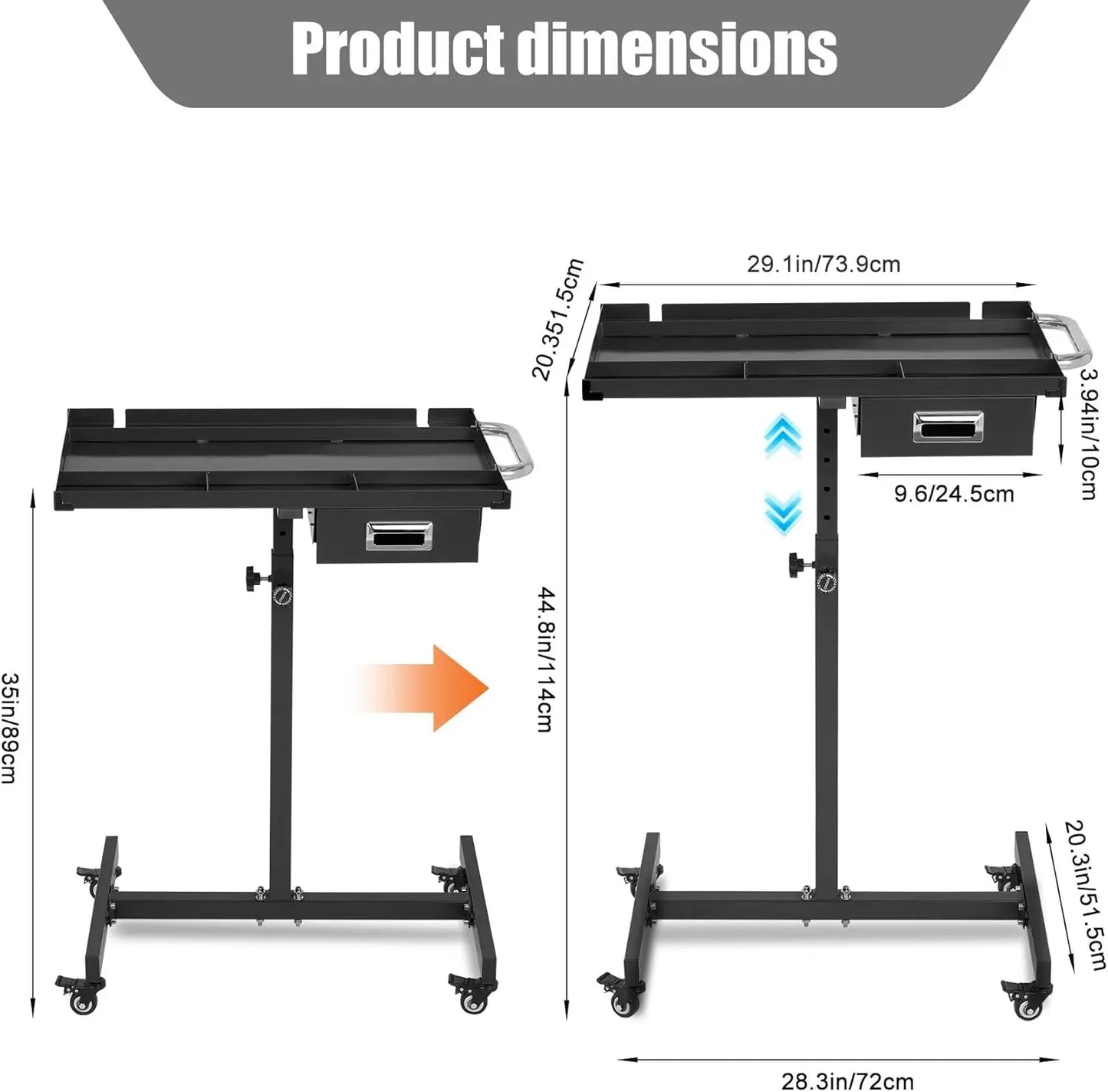Mobile Work Table with Adjustable Height