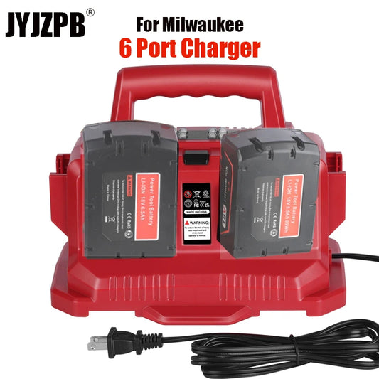 6 Port Charger Compatible with Milwaukee